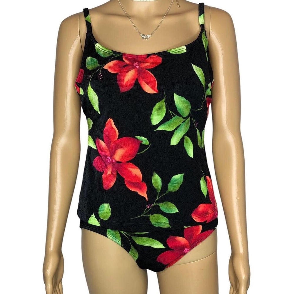 Longitude 90’s Vintage Bold Floral Tankini Swim Suit